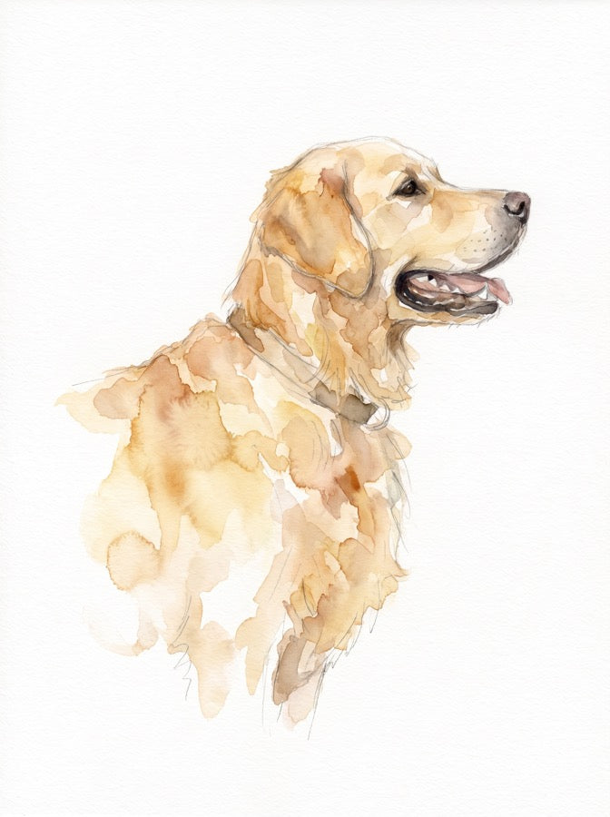 Exemple : golden retriever, style Aquarelle