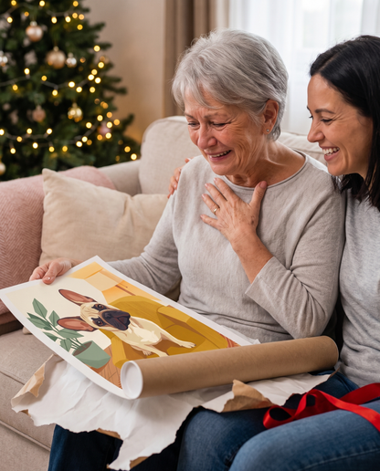 Le cadeau de Noël qui émeut : une maman découvre le portrait de son chien
