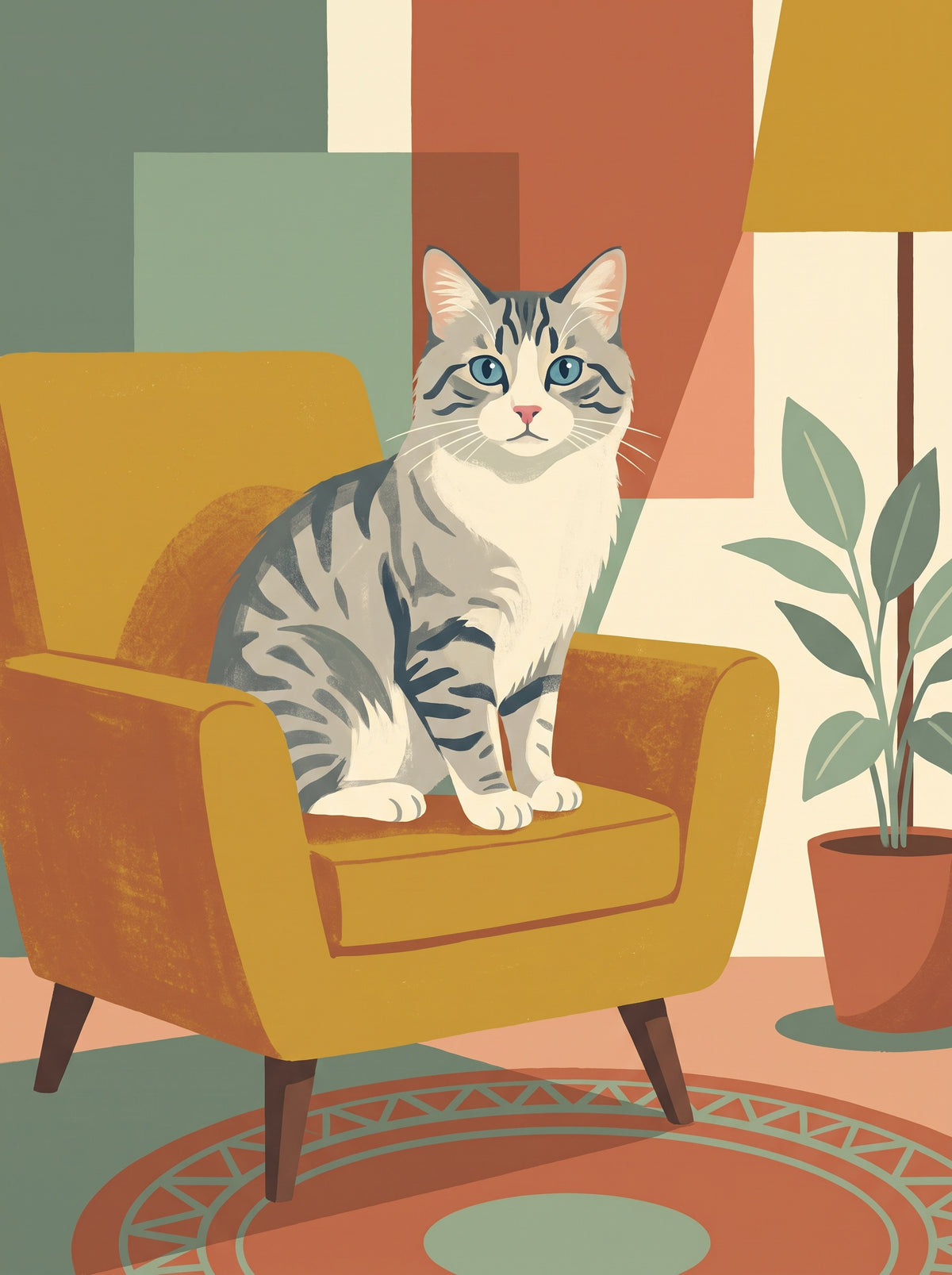 Exemple : chat tigré, style Cocooning