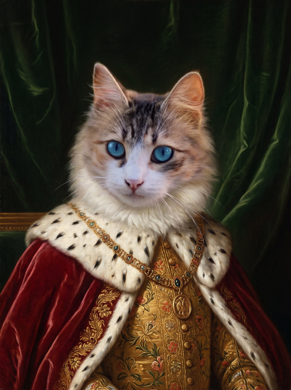 Exemple : chat aux yeux bleus, style Royal