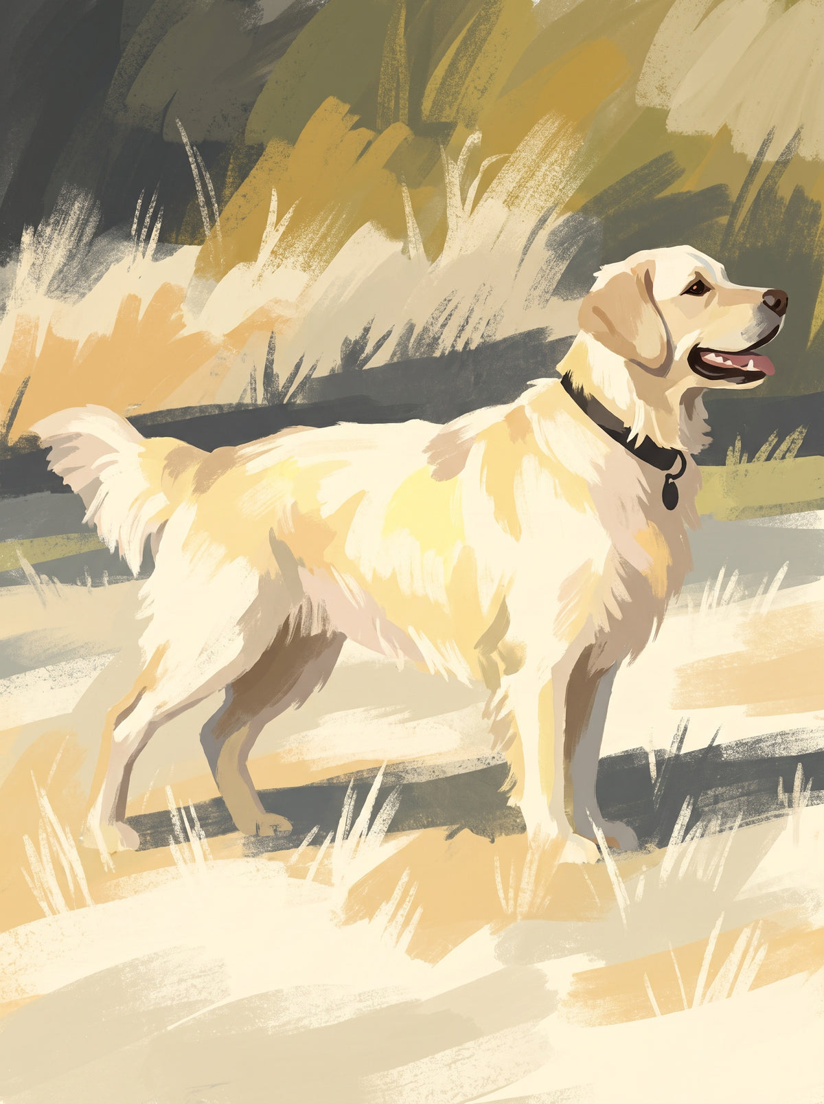 Exemple : golden retriever, style Sa photo en peinture